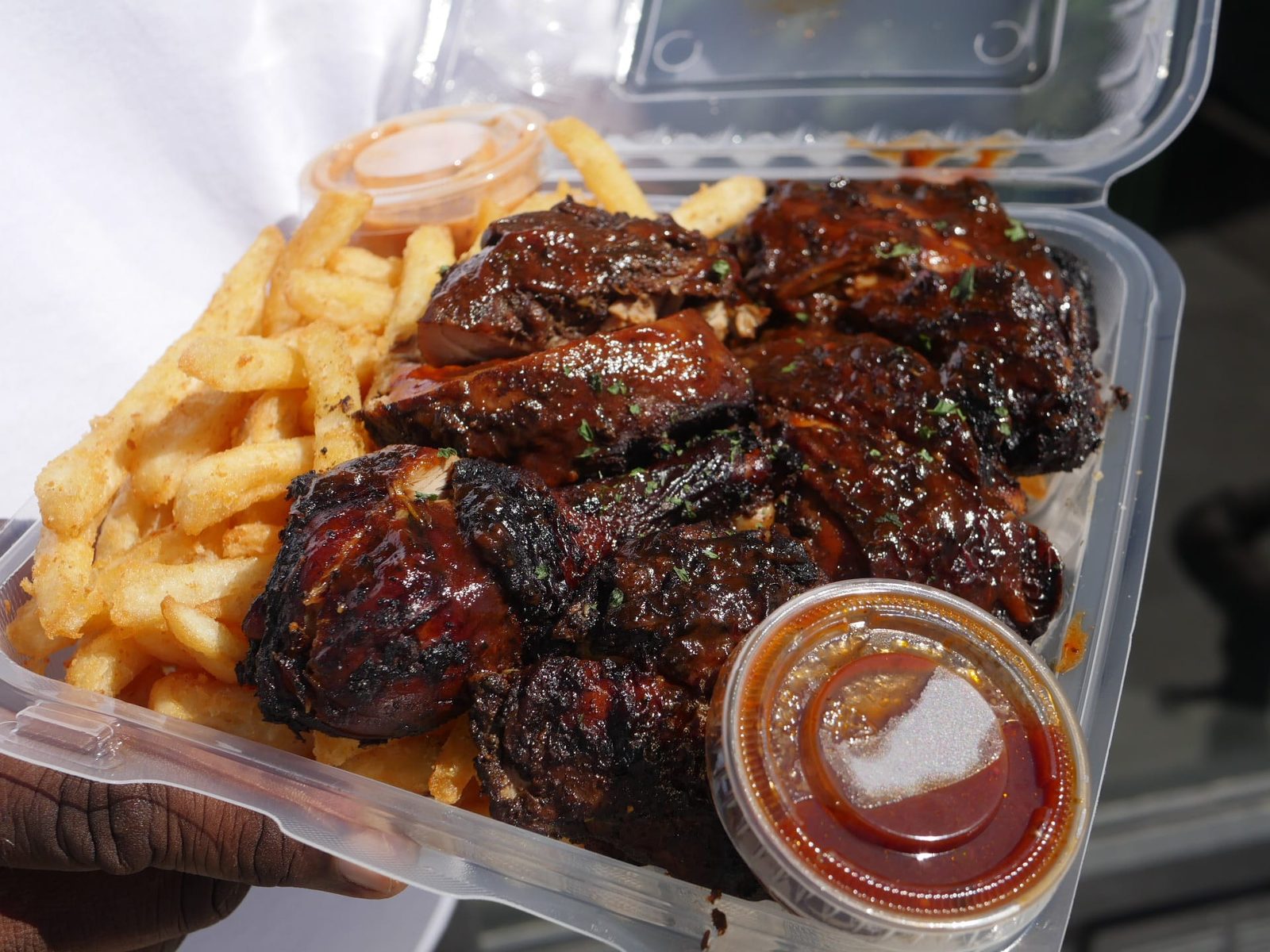 Jerk Chicken & Chips at 9 Mile Toronto